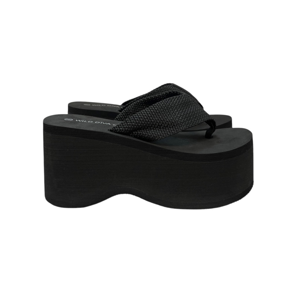 Wild Diva Women's Chunky Black Platform Sandals Felda-01 - Picture 3 of 5